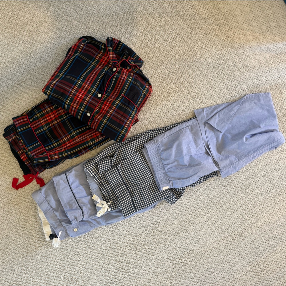 Lot of J. Crew Pajama Pants / Set Two-Piece - blue /Tartan Plaid Check Cotton L